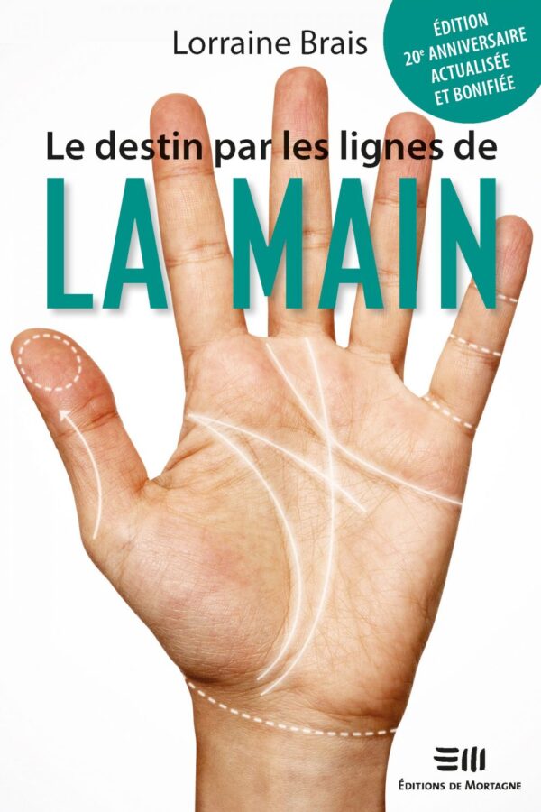 Couverture : Le destin par les lignes de la main, par Lorraine Brais. Guide publié aux Éditions de Mortagne.