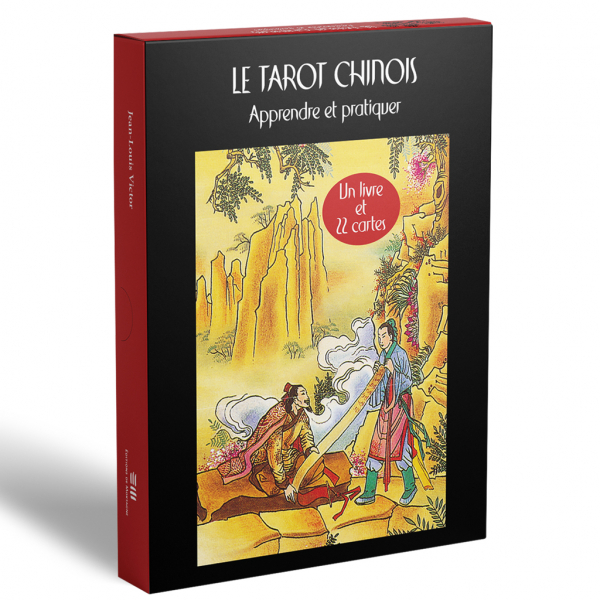 Visuel en 3D du coffret Le Tarot chinois, par Jean-Louis Victor. Publié aux Éditions de Mortagne.