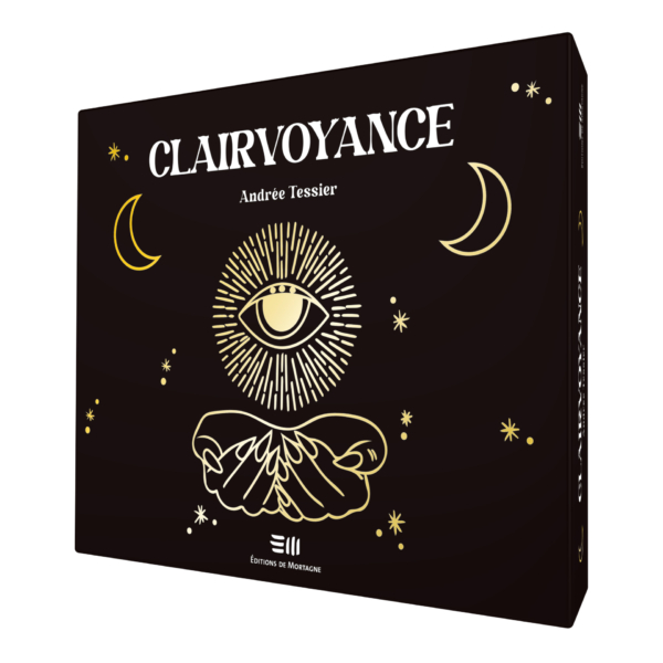 Coffret Clairvoyance, par Andrée Tessier. Coffret divinatoire publié aux Éditions de Mortagne.