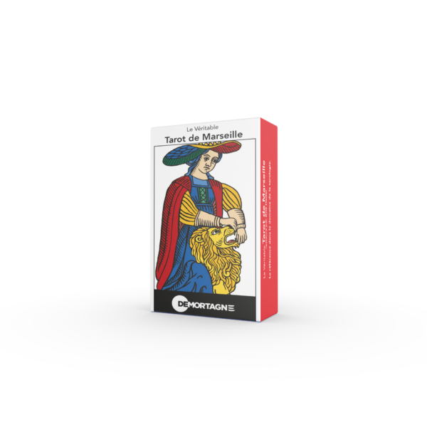 Boîtier : Le Véritable Tarot de Marseille, restauré par Kris Hadar. Publié aux Éditions de Mortagne.
